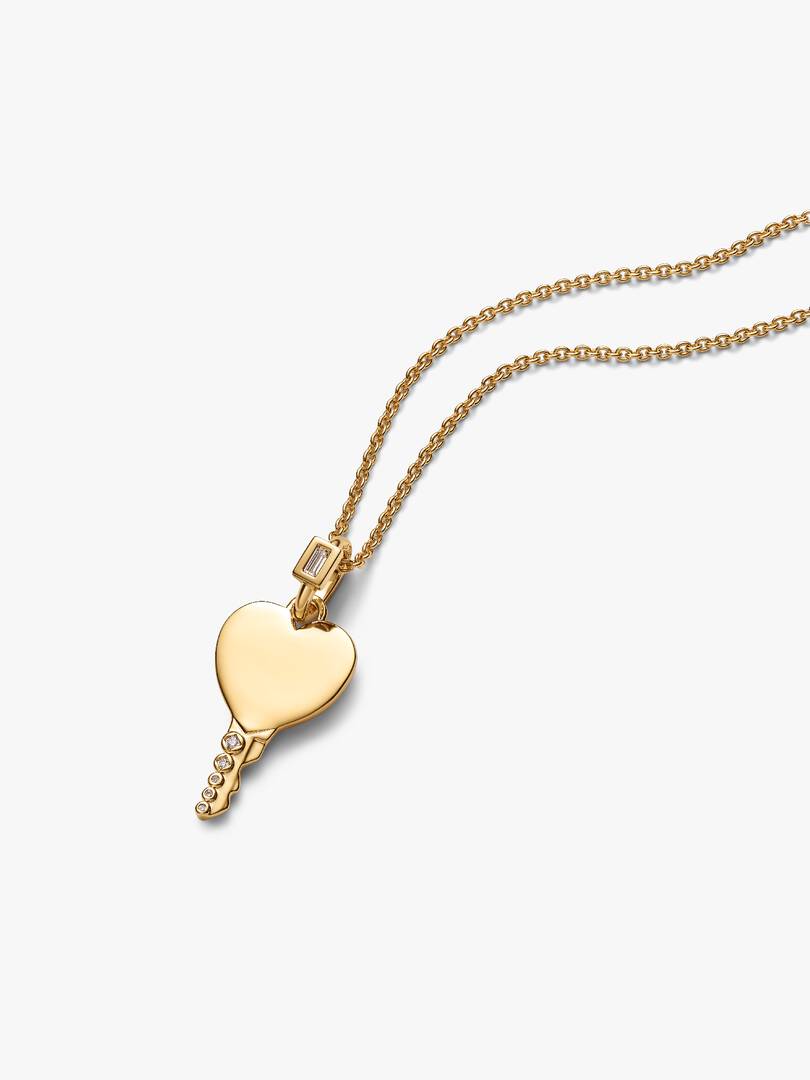 Engravable Heart Key Pendant 14k gold plating
