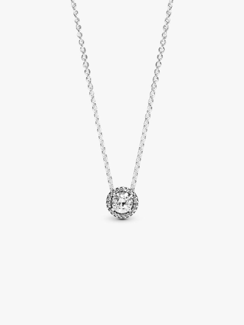 Round Sparkle Halo Necklace Sterling silver