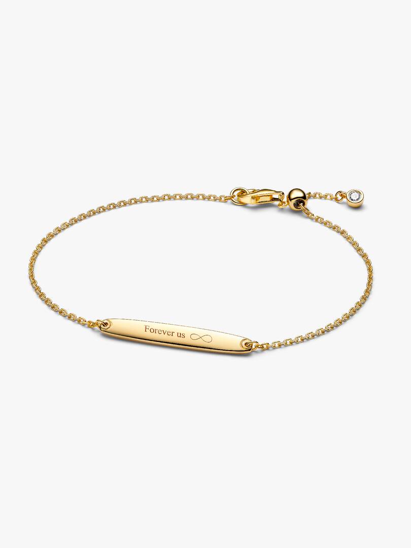 Engravable Bar Chain Bracelet 14k gold plating