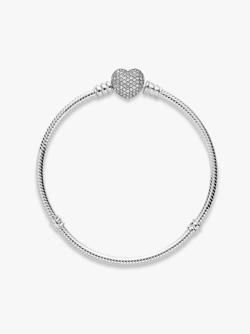 Moments Sparkling Heart & Snake Chain Bracelet Sterling silver