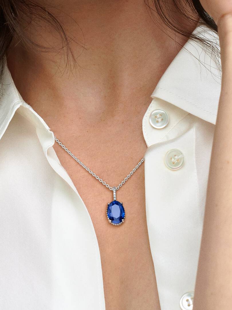 FINAL SALE - Sparkling Statement Halo Pendant Necklace Sterling silver