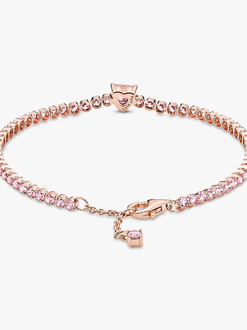 Sparkling Heart Tennis Bracelet 14k rose gold plating