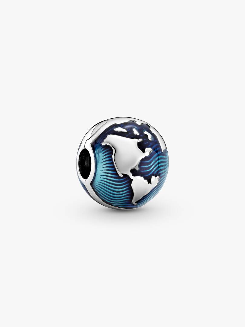 Blue Globe Clip Charm Sterling silver
