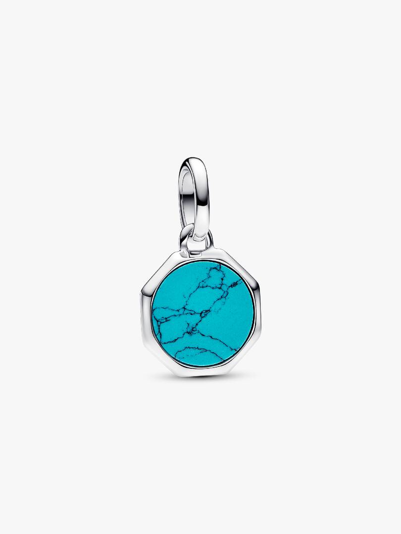 Turquoise-colored Engravable Mini Medallion Charm Sterling silver