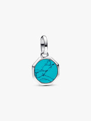 Turquoise-colored Engravable Mini Medallion Charm Sterling silver