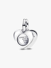 FINAL SALE - Engravable Heart Magnifying Glass Double Dangle Charm Sterling silver