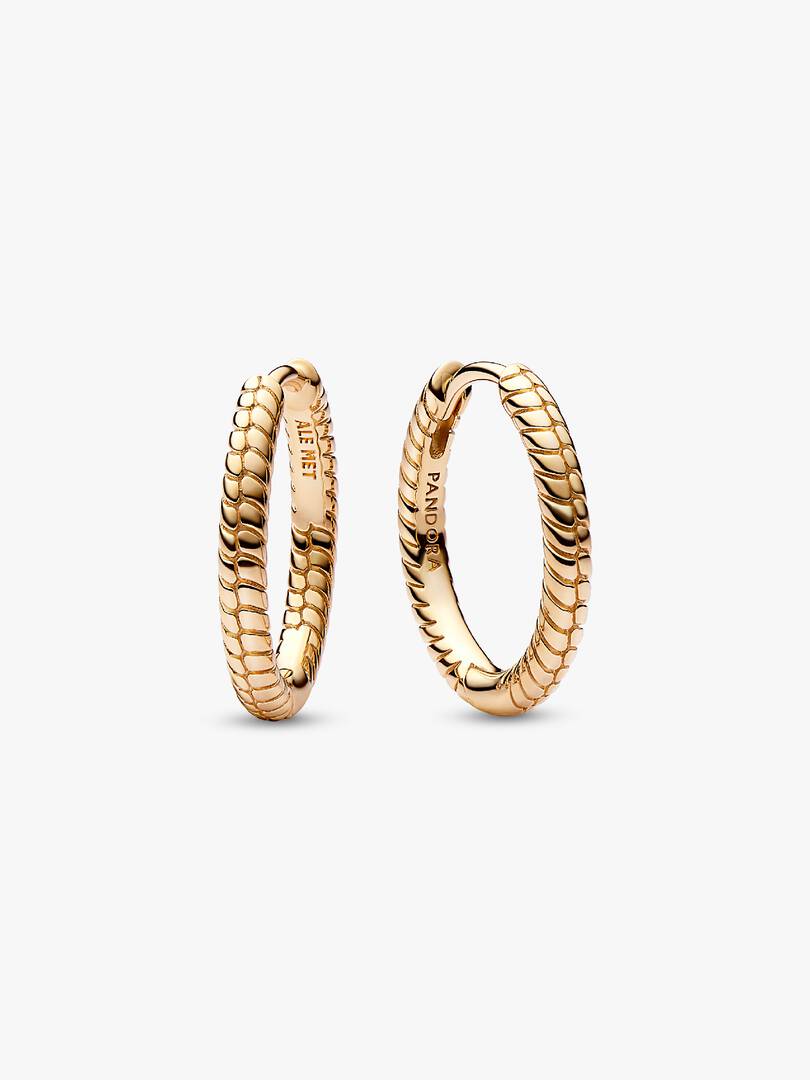 Pandora Moments Small Charm Hoop Earrings 14k gold plating