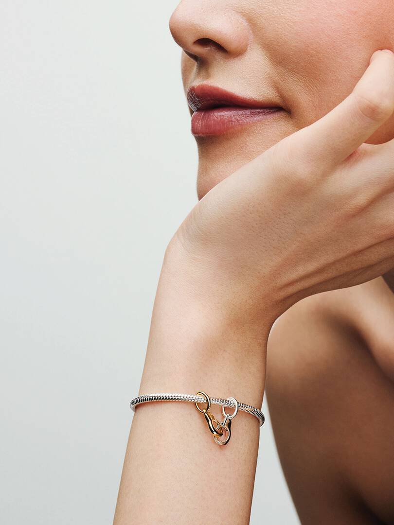 FINAL SALE - Openable & Splittable Handcuffs Dangle Charm Sterling silver, 14k gold plating