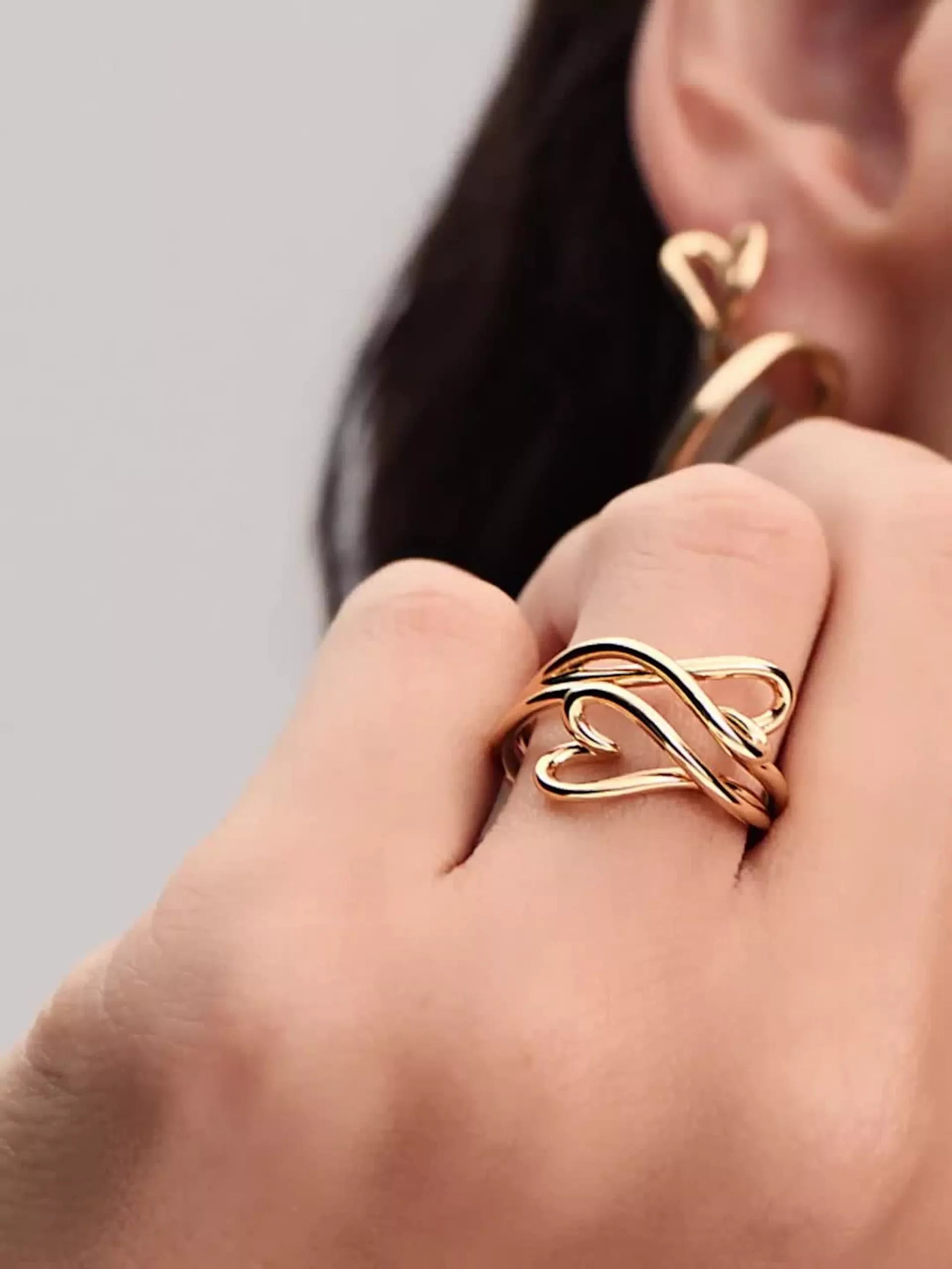Organically Shaped Heart Small Hoop Earrings 14k gold plating