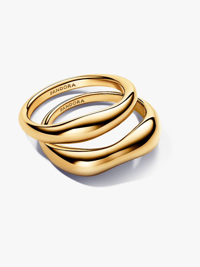 Organically Shaped Stacking Rings 14k gold plating