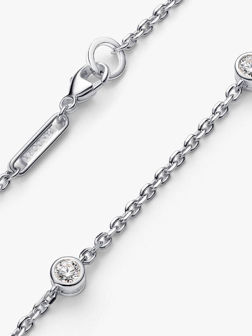FINAL SALE - Pandora Era Bezel Sterling Silver Lab-grown Diamond Station Chain Bracelet 0.30 ct TW, Sterling silver