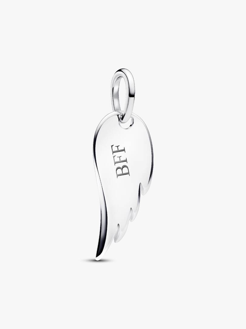 Engravable Angel Wing Tag Pendant Sterling silver