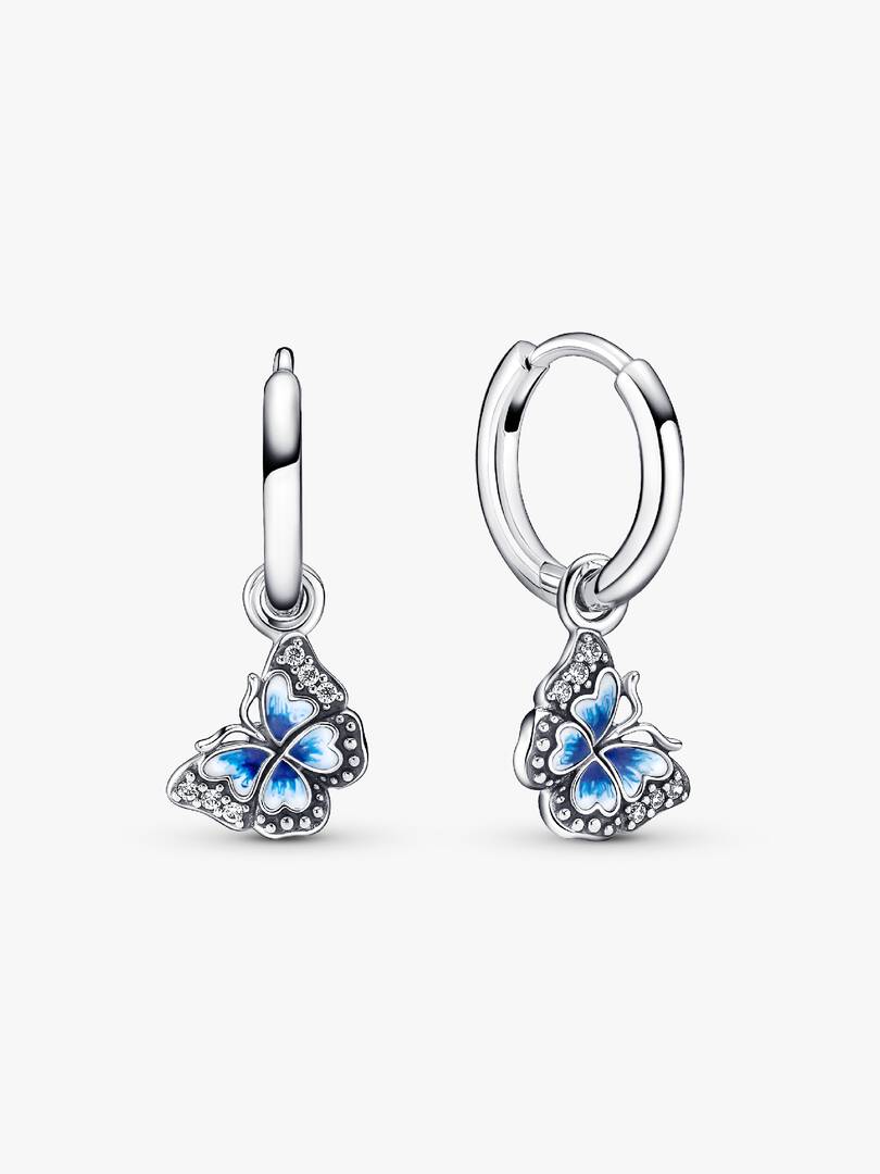 Blue Butterfly Hoop Earrings Sterling silver