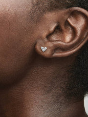 Triple Stone Heart Stud Earrings Sterling silver