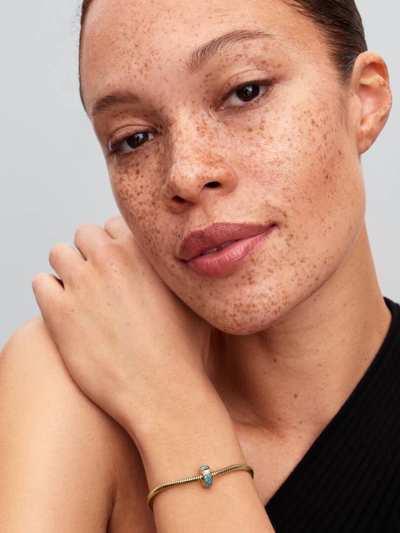 Aqua Blue Clip Charm 14k gold plating