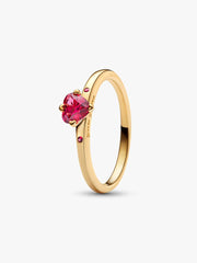 Sparkling Red Heart Ring 14k gold plating