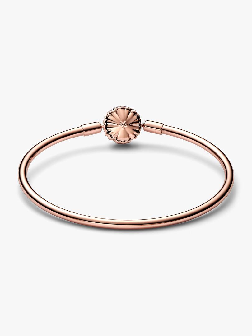 FINAL SALE - Pandora Moments Sparkling Snowflake Clasp Bangle 14k rose gold plating