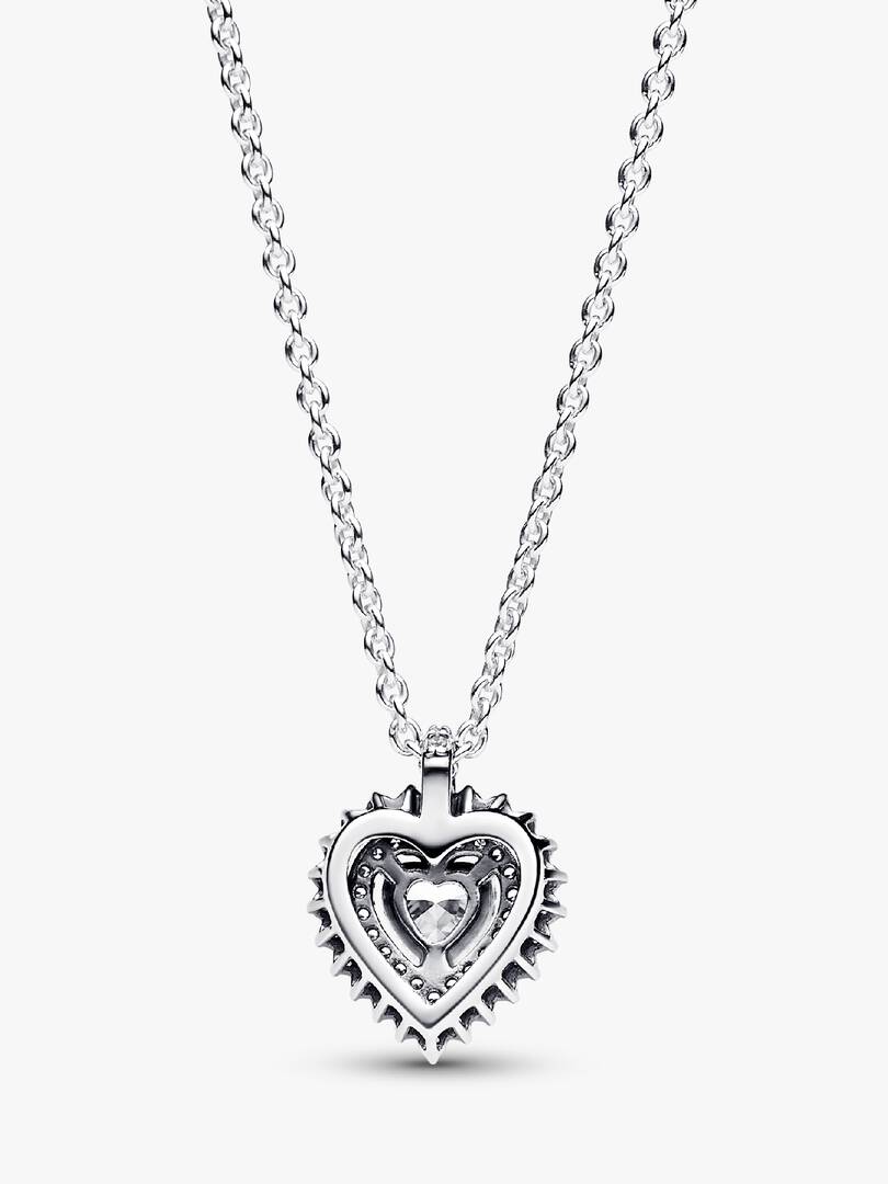 Sparkling Heart Halo Pendant Necklace Sterling silver