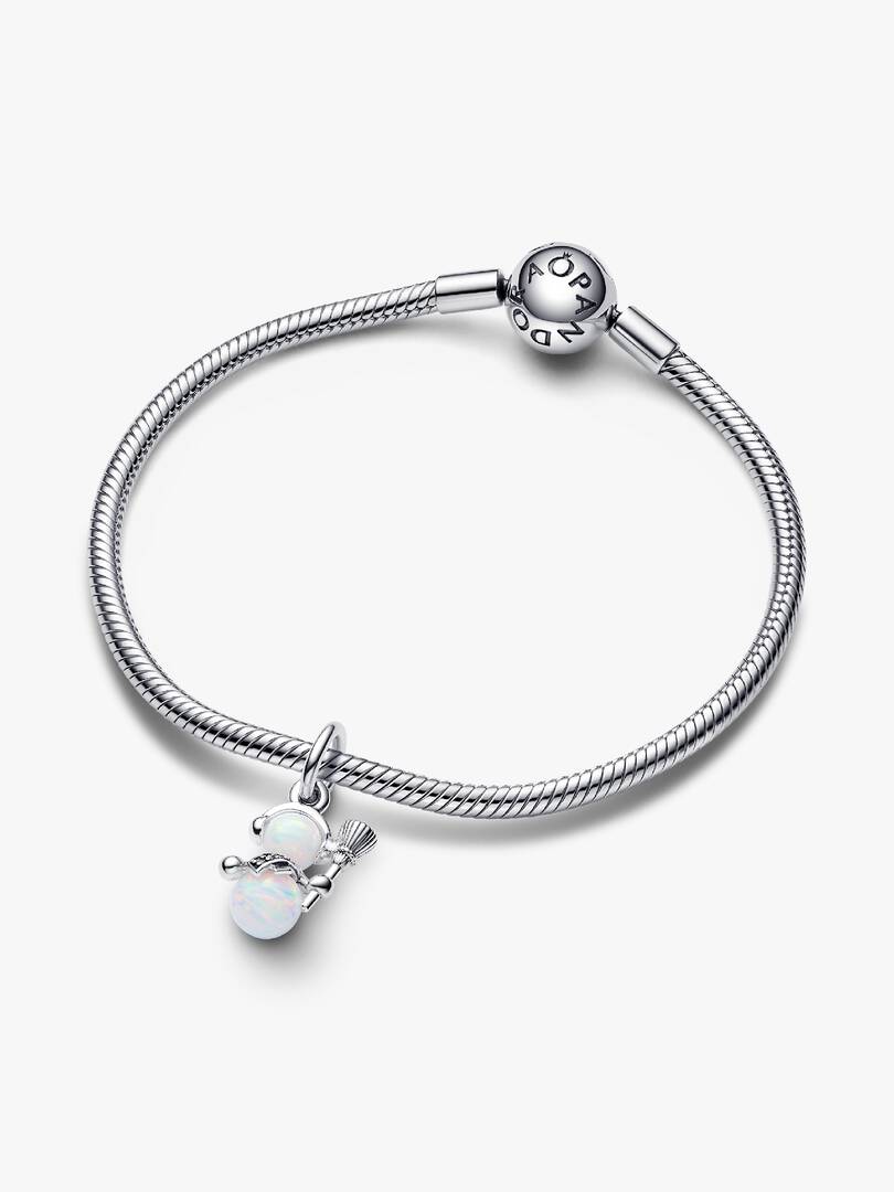 Opalescent Snowman Dangle Charm Sterling silver