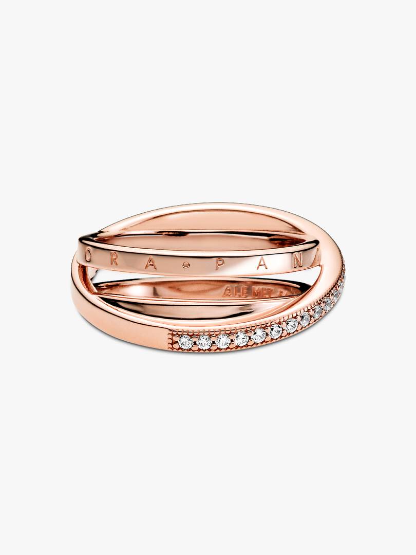 Crossover Pavé Triple Band Ring 14k rose gold plating
