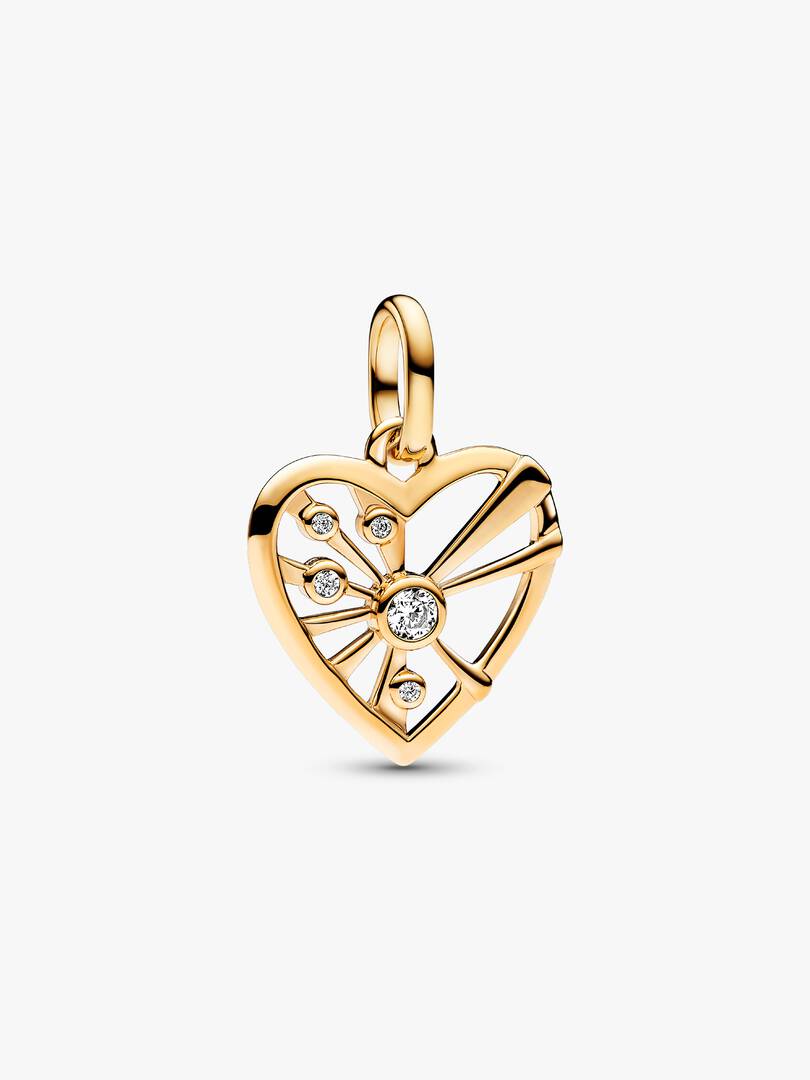 FINAL SALE - Heart & Rays Medallion Charm 14k gold plating