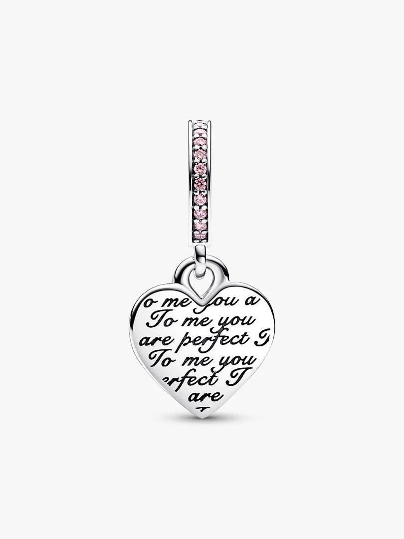 FINAL SALE - Two-tone Infinity Heart Double Dangle Charm Sterling silver, 14k rose gold plating