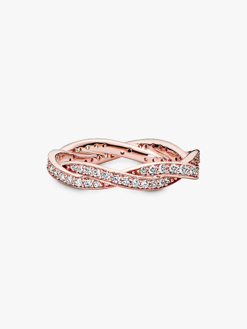 Sparkling Twisted Lines Ring 14k rose gold plating