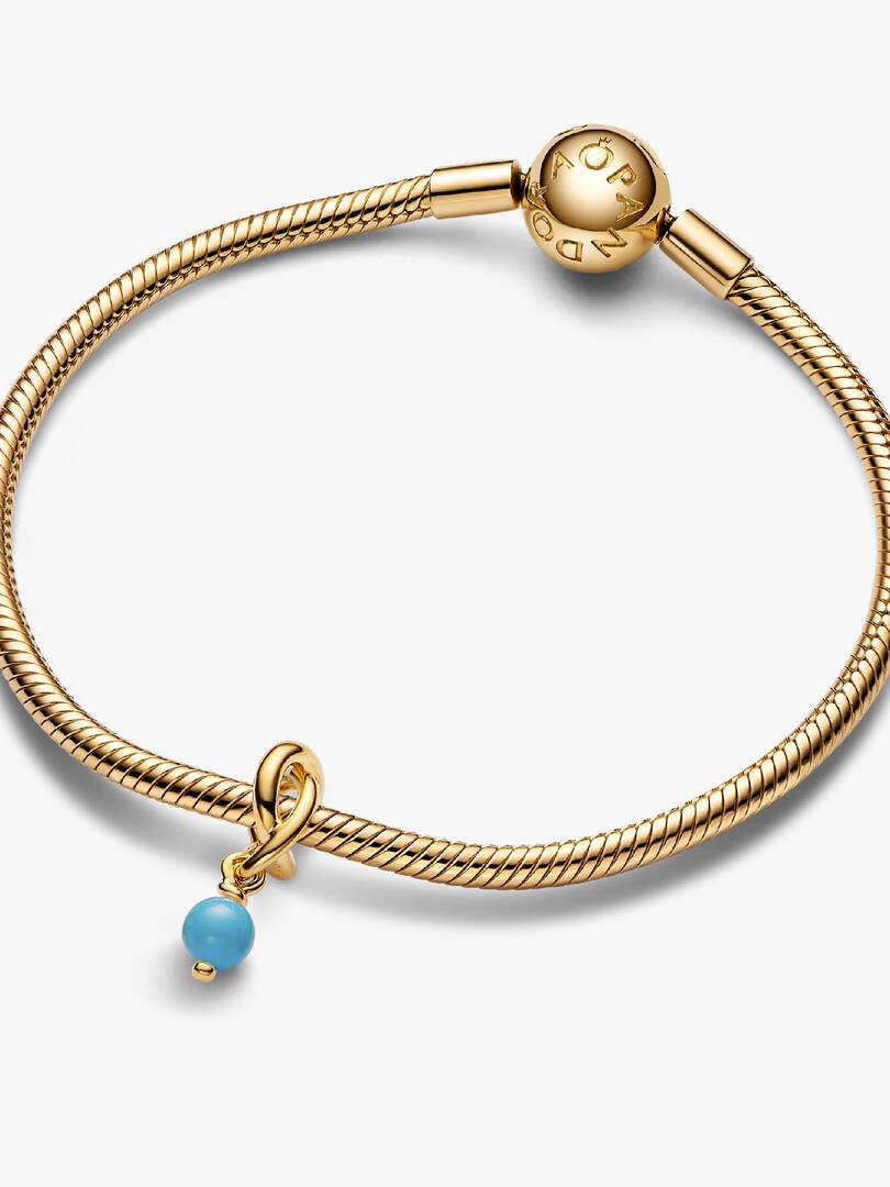 Turquoise Blue Eternity Circle Dangle Charm 14k gold plating