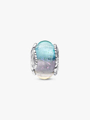 Multicolour Murano Glass & Curved Feather Charm Sterling silver