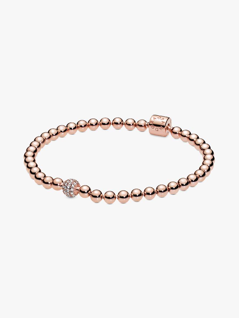 Beads & Pavé Bracelet 14k rose gold plating