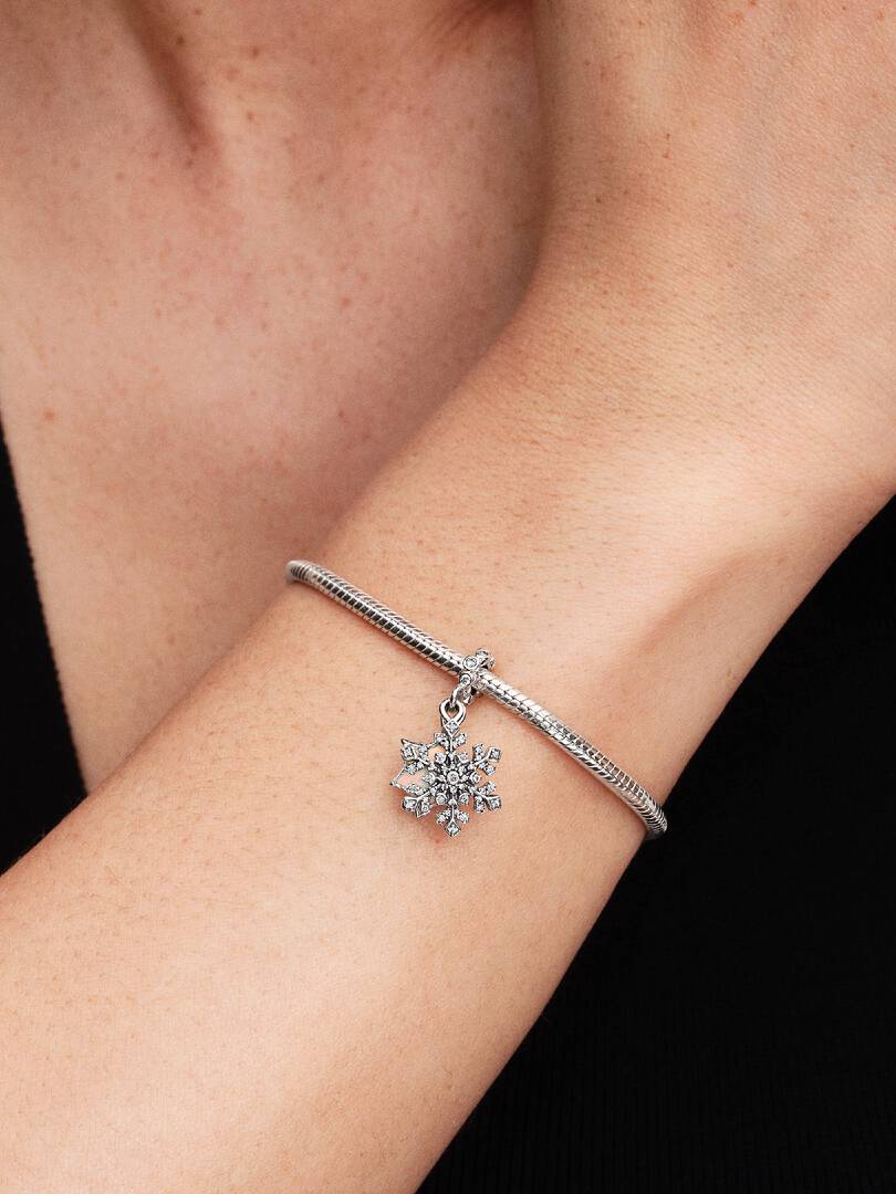 Opalescent Snowflake Double Dangle Charm Sterling silver