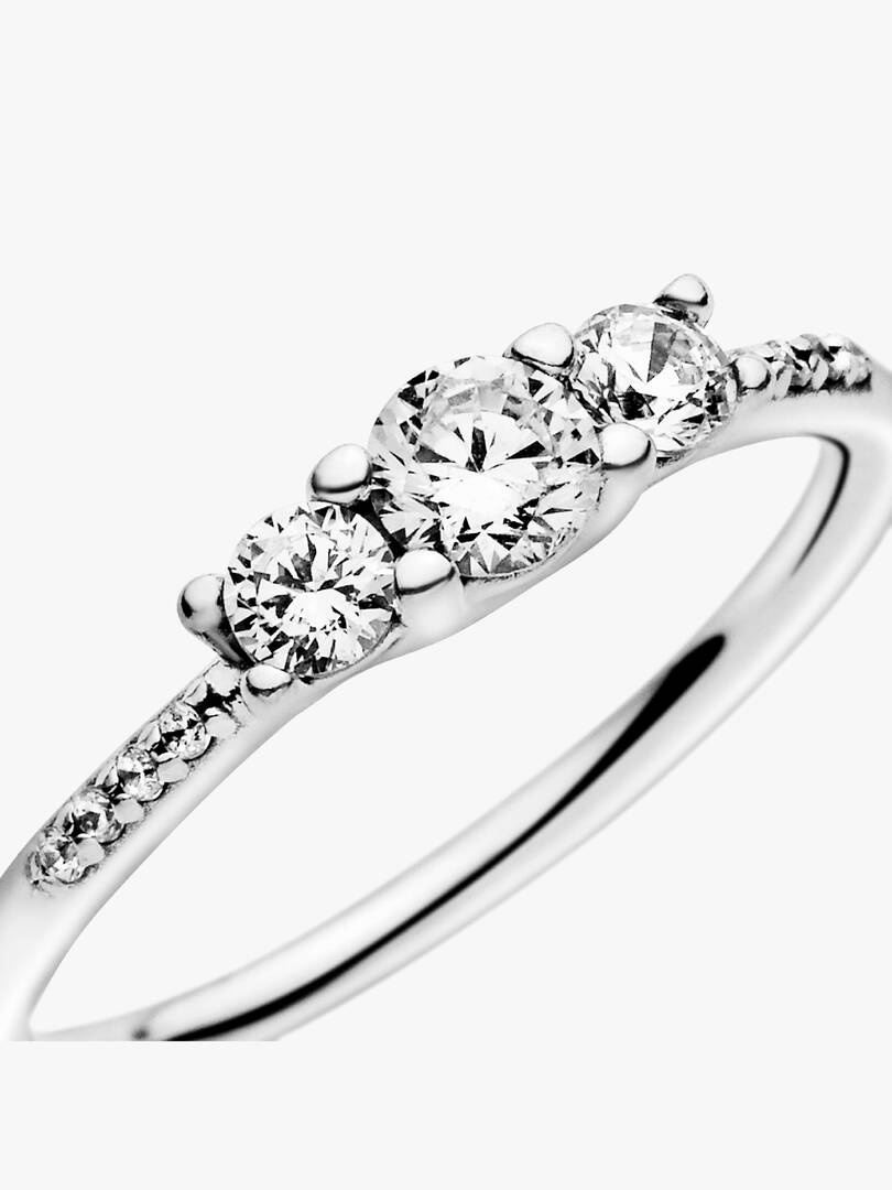 Clear Three-Stone Ring Sterling silver