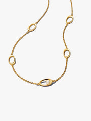 Organically Shaped Oval & Treated Freshwater Cultured Pearl Necklace 14k gold plating
