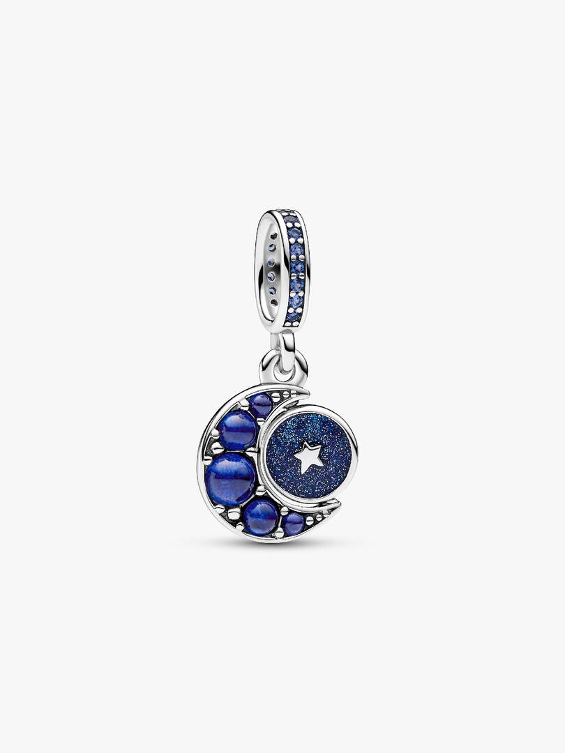 Sparkling Moon Spinning Dangle Charm Sterling silver