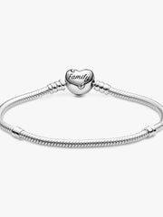 Pandora Moments Family Tree Heart Clasp Snake Chain Bracelet Sterling silver