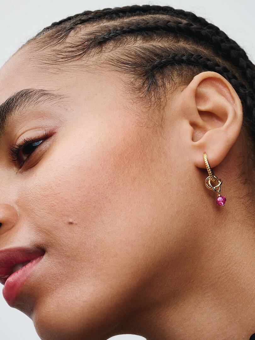 Faceted Pink Eternity Circle Dangle Charm 14k gold plating