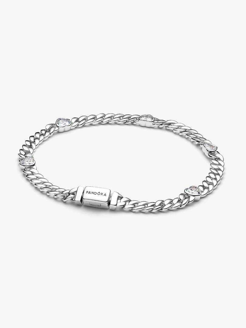 Heart Cuban Chain Bracelet Sterling silver