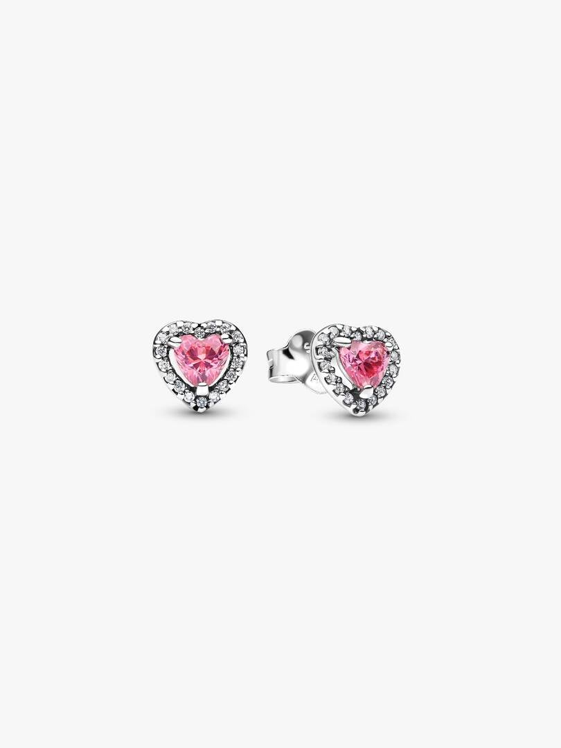 Elevated Pink Heart Stud Earrings Sterling silver