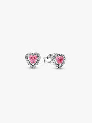 Elevated Pink Heart Stud Earrings Sterling silver
