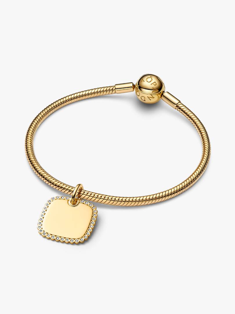 Engravable Square Tag Pendant 14k gold plating