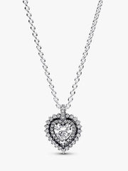 Sparkling Heart Halo Pendant Necklace Sterling silver