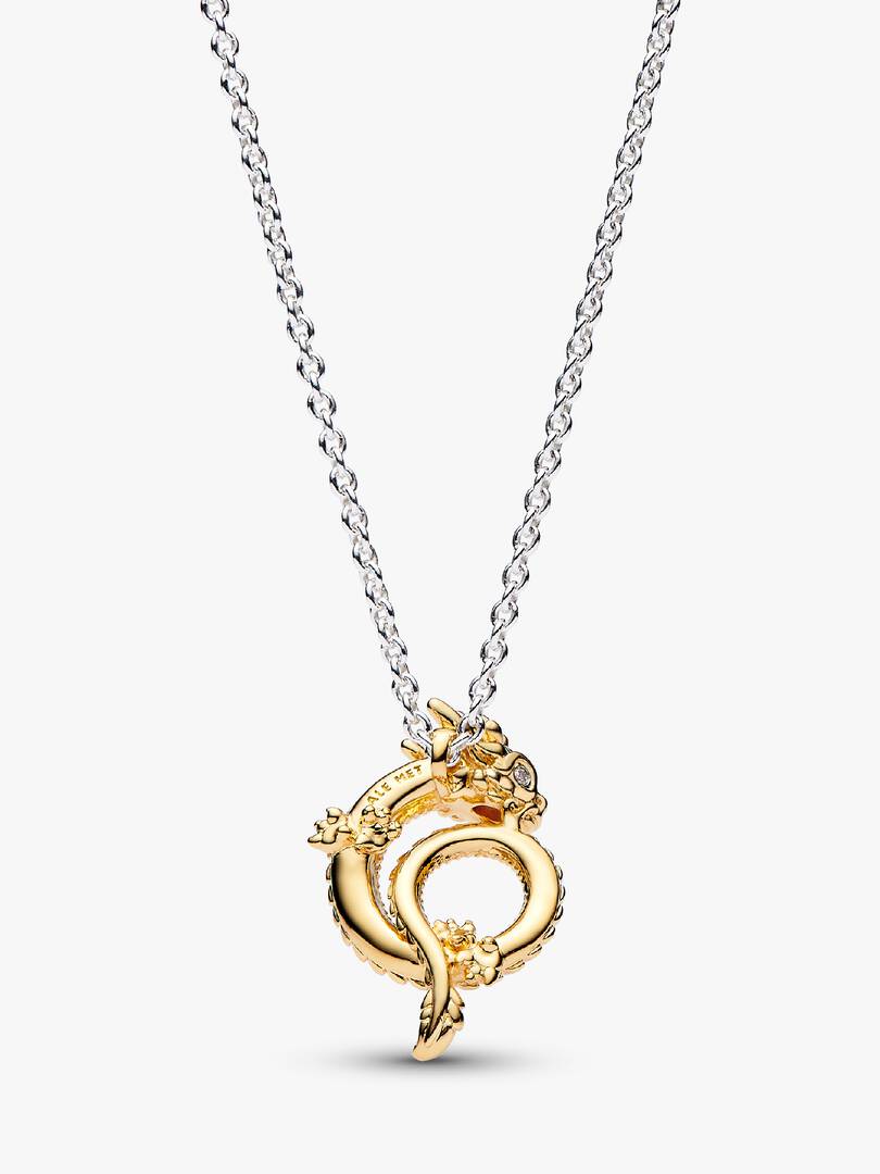FINAL SALE - Dragon Collier Necklace Sterling silver, 14k gold plating