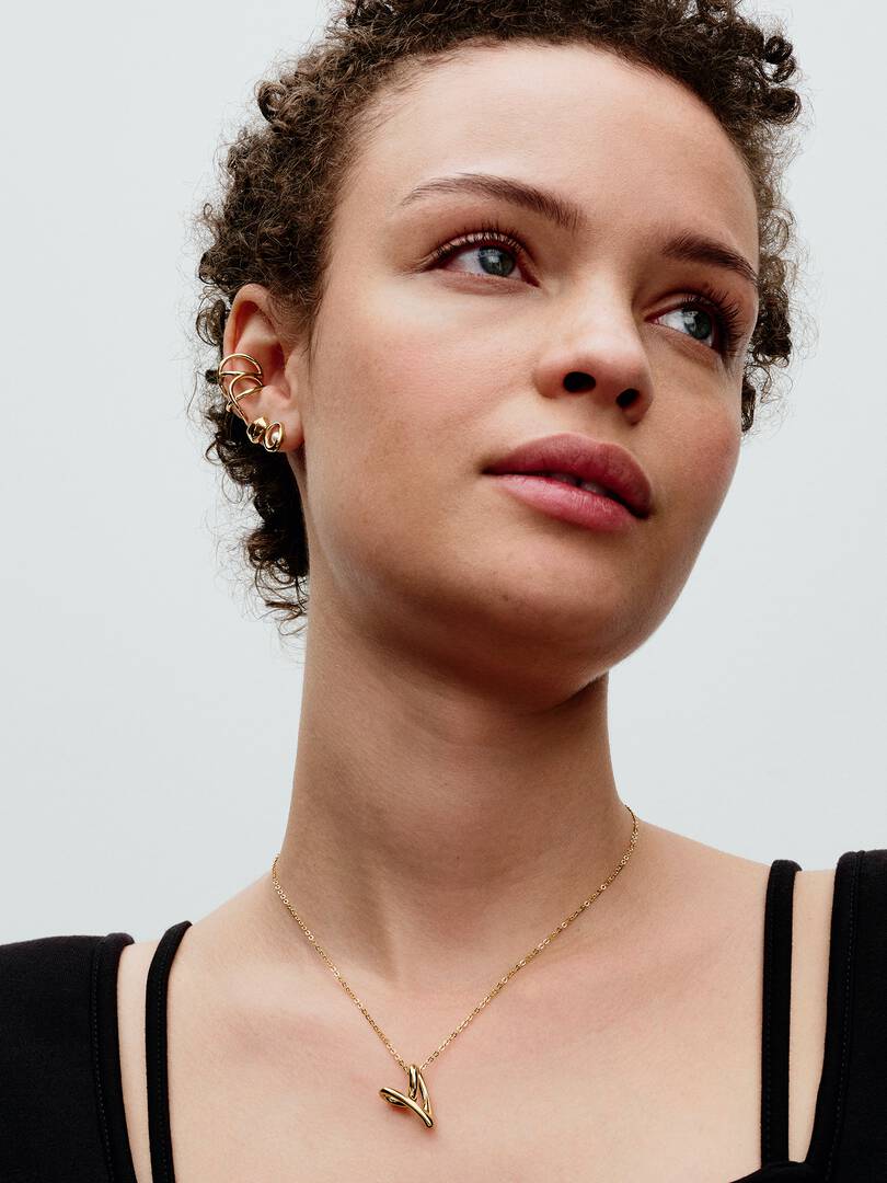 Organically Shaped Heart Pendant Necklace 14k gold plating