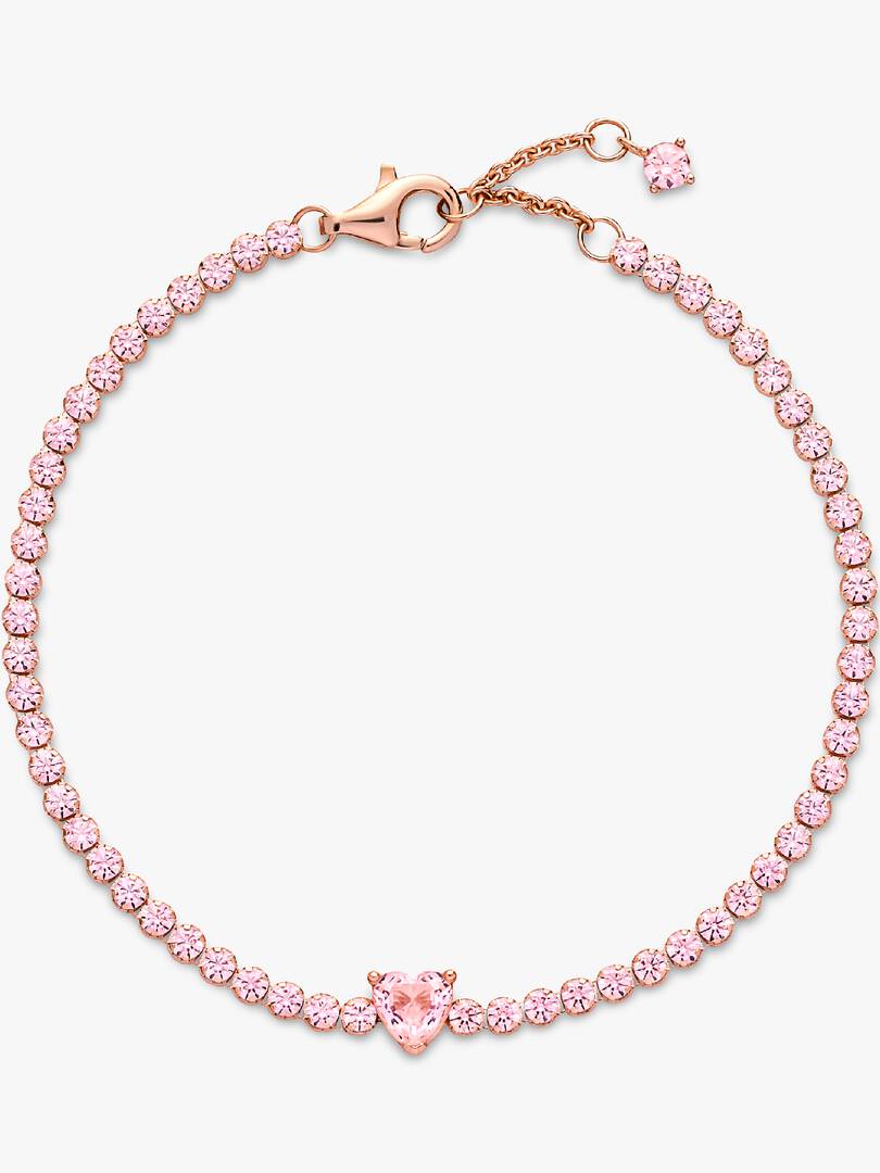 Sparkling Heart Tennis Bracelet 14k rose gold plating