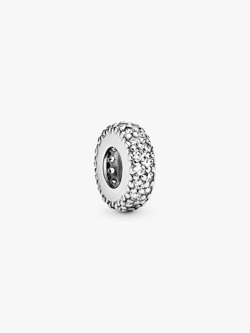 Clear Sparkle Spacer Charm Sterling silver