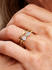 Sparkling Bow & Crossover Band Ring 14k gold plating