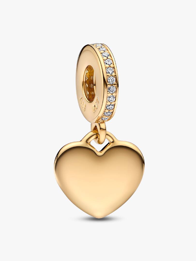 Engravable Heart Tag Dangle Charm 14k gold plating