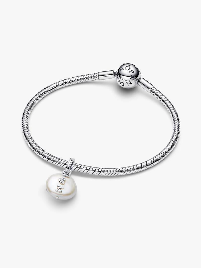 FINAL SALE - Treated Freshwater Cultured Baroque Pearl Mom Dangle Charm Sterling silver