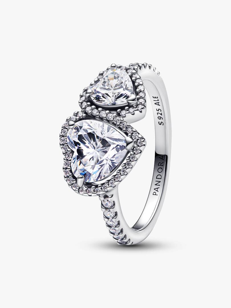 Sparkling Halo Hearts Ring Sterling silver