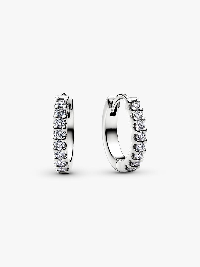 Pandora Era Lab-Grown Diamond Pavé Hoop Earrings 0.12 ct TW, 14k white gold